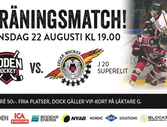 Andra träningsmatchen Boden Hockey vs Luleå J20Elit